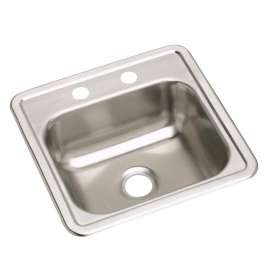 Dayton Stainless Steel 15" X 15" X 5-3/16" 2-Hole Single Bowl Drop-In Bar Sink With 2" Drain Opening (10 Pack), DW10115152