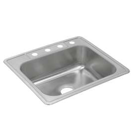 Dayton Stainless Steel 25" X 22" X 8-3/16" 4-Hole Single Bowl Drop-In Sink, DXR25224