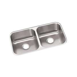 Dayton Stainless Steel 31-3/4" X 18-1/4" X 8" Equal Double Bowl Undermount Sink, DXUH3118