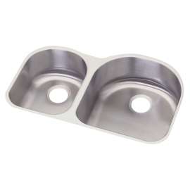Dayton Stainless Steel 31-1/4" X 20" X 8" Offset 40/60 Double Bowl Radiant Satin Undermount Sink, DXUH3119L