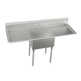 Dependabilt Stainless Steel 52" X 25-13/16" X 43-3/4" 18 Gauge One Compartment Sink W/ 18" Left And Right Drainboards And Stainless Steel Legs, E1C16X20-2-18X
