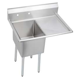 Dependabilt Stainless Steel 36-1/2" X 25-13/16" X 43-3/4" 18 Gauge One Compartment Sink W/ 18" Right Drainboard And Stainless Steel Legs, E1C16X20-R-18X