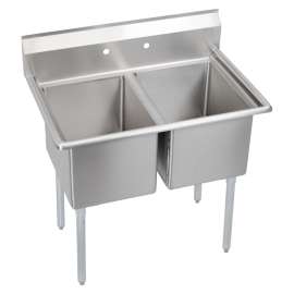 Dependabilt Stainless Steel 39" X 25-13/16" X 43-3/4" 18 Gauge Two Compartment Sink With Stainless Steel Legs, E2C16X20-0X