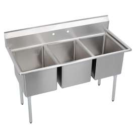Dependabilt Stainless Steel 57" X 25-13/16" X 43-3/4" 18 Gauge Three Compartment Sink With Stainless Steel Legs, E3C16X20-0X