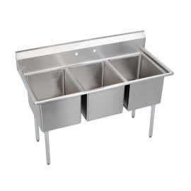 Dependabilt Stainless Steel 81" X 29-13/16" X 43-3/4" 18 Gauge Three Compartment Sink With Stainless Steel Legs, E3C24X24-0X