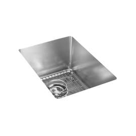 Crosstown 18 Gauge Stainless Steel 13-1/2" X 18-1/2" X 9" Single Bowl Undermount Bar Sink Kit, ECTRU12179TC