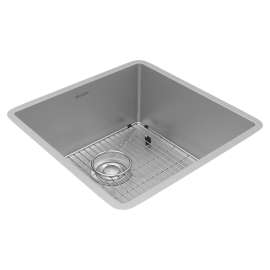 Crosstown 18 Gauge Stainless Steel 18-1/2" X 18-1/2" X 9" Single Bowl Undermount Sink Kit, ECTRU17179TC