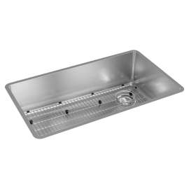 Crosstown 18 Gauge Stainless Steel 31-1/2" X 18-1/2" X 9" Single Bowl Undermount Sink Kit, ECTRU30179RTC