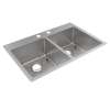 Crosstown 18 Gauge Stainless Steel 33" X 22" X 9" 2-Hole Equal Double Bowl Dual Mount Sink Kit, ECTSR33229TBG2