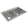 Crosstown 18 Gauge Stainless Steel 33" X 22" X 9" 5-Hole Equal Double Bowl Dual Mount Sink Kit, ECTSR33229TBG5