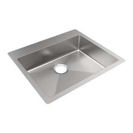 Crosstown 18 Gauge Stainless Steel 25" X 22" X 6" 0-Hole Single Bowl Dual Mount Ada Sink, ECTSRAD2522600