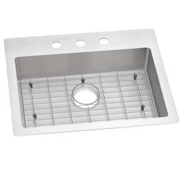 Crosstown 18 Gauge Stainless Steel 25" X 22" X 6" 3-Hole Single Bowl Dual Mount Ada Sink Kit, ECTSRAD25226TBG3