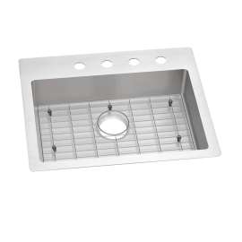 Crosstown 18 Gauge Stainless Steel 25" X 22" X 6" 4-Hole Single Bowl Dual Mount Ada Sink Kit, ECTSRAD25226TBG4