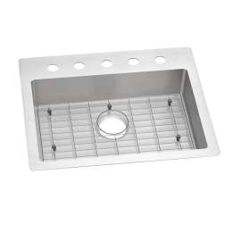 Crosstown 18 Gauge Stainless Steel 25" X 22" X 6" 5-Hole Single Bowl Dual Mount Ada Sink Kit, ECTSRAD25226TBG5