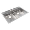 Crosstown 18 Gauge Stainless Steel 33" X 22" X 6", Equal 2-Hole Double Bowl Dual Mount Ada Sink, ECTSRAD3322602