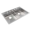 Crosstown 18 Gauge Stainless Steel 33" X 22" X 6", Equal 5-Hole Double Bowl Dual Mount Ada Sink, ECTSRAD3322605