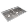 Crosstown 18 Gauge Stainless Steel 33" X 22" X 6" 3-Hole Equal Double Bowl Dual Mount Ada Sink Kit, ECTSRAD33226TBG3