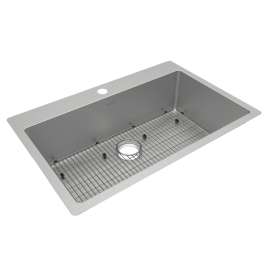 Crosstown 18 Gauge Stainless Steel 33" X 22" X 9" 1-Hole Single Bowl Dual Mount Sink Kit, ECTSRS33229TBG1