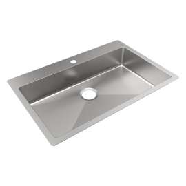 Crosstown 18 Gauge Stainless Steel 33" X 22" X 6" 1-Hole Single Bowl Dual Mount Ada Sink, ECTSRSAD3322601
