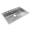 Crosstown 18 Gauge Stainless Steel 33" X 22" X 6" 5-Hole Single Bowl Dual Mount Ada Sink, ECTSRSAD3322605