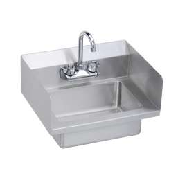 Stainless Steel 18" X 14-1/2" X 11" 18 Gauge Hand Sink With Dual Side Splashes And Faucet, EHS-18-SSX