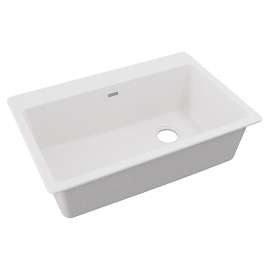 Quartz Classic 33" X 22" X 9-1/2" Single Bowl Drop-In Sink White, ELG13322WH0