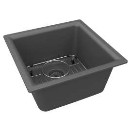 Quartz Classic 15-3/4" X 15-3/4" X 7.7, Single Bowl Dual Mount Bar Sink Kit, Graphite, ELG1616GT0C
