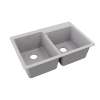 Quartz Classic 33" X 22" X 9-1/2" Offset Double Bowl Drop-In Sink Greystone, ELG250RGS0