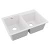 Quartz Classic 33" X 22" X 9-1/2" Offset Double Bowl Drop-In Sink White, ELG250RWH0