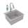 Quartz Classic 25" X 22" X 9-1/2" Single Bowl Drop-In Sink Kit With Filtered Faucet Greystone, ELG2522GS0FLC