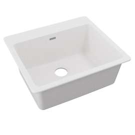 Quartz Classic 25" X 22" X 9-1/2" Single Bowl Drop-In Sink White, ELG2522WH0