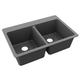 Quartz Classic 33" X 22" X 9-1/2" Double Bowl Drop-In Sink, Graphite, ELG3322GT0