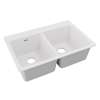 Quartz Classic 33" X 22" X 9-1/2" Equal Double Bowl Drop-In Sink White, ELG3322WH0