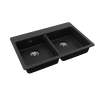 Quartz Classic 33" X 22" X 5-1/2" Double Bowl Drop-In Ada Sink With Perfect Drain(R) Black, ELGAD3322PDBK0