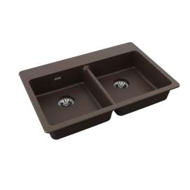 Quartz Classic 33" X 22" X 5-1/2" Double Bowl Drop-In Ada Sink With Perfect Drain(R) Mocha, ELGAD3322PDMC0