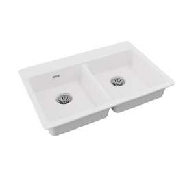 Quartz Classic 33" X 22" X 5-1/2" Double Bowl Drop-In Ada Sink With Perfect Drain(R) White, ELGAD3322PDWH0