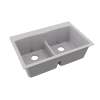 Quartz Classic 33" X 22" X 10" Equal Double Bowl Drop-In Sink With Aqua Divide Greystone, ELGDLB3322GS0