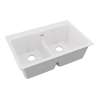 Quartz Classic 33" X 22" X 10" Equal Double Bowl Drop-In Sink With Aqua Divide White, ELGDLB3322WH0