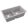 Quartz Classic 33" X 19" X 10" Equal Double Bowl Undermount Sink With Aqua Divide Greystone, ELGDULB3322GS0