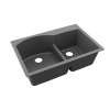 Quartz Classic 33" X 22" X 10" Double Bowl Drop-In Sink With Aqua Divide, Graphite, ELGH3322RGT0