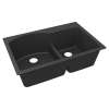 Quartz Classic 33" X 22" X 10" Double Bowl Drop-In Sink With Aqua Divide, Matte Black, ELGH3322RMB0