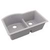 Quartz Classic 33" X 22" X 10" Offset 60/40 Double Bowl Undermount Sink With Aqua Divide Greystone, ELGHU3322RGS0