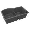 Quartz Classic 33" X 22" X 10", Offset 60/40 Double Bowl Undermount Sink Kit With Aqua Divide, Graphite, ELGHU3322RGT0C
