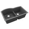Quartz Classic 33" X 22" X 10" Double Bowl Undermount Sink With Aqua Divide Graphite, ELGHU3322RGT0