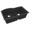 Quartz Classic 33" X 22" X 10" Double Bowl Undermount Sink With Aqua Divide, Matte Black, ELGHU3322RMB0