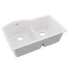 Quartz Classic 33" X 22" X 10" Offset 60/40 Double Bowl Undermount Sink With Aqua Divide White, ELGHU3322RWH0