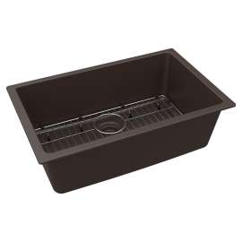 Quartz Classic 29-1/2" X 18-3/4" X 9-1/2", Single Bowl Undermount Sink Kit, Mocha, ELGRU13022MC0C