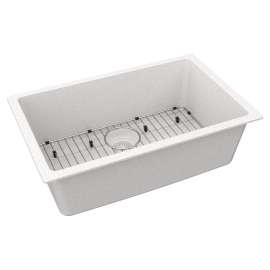 Quartz Classic 29-1/2" X 18-3/4" X 9-1/2", Single Bowl Undermount Sink Kit, White, ELGRU13022WH0C