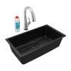 Quartz Classic 33" X 18-7/16" X 9-7/16" Single Bowl Undermount Sink Kit With Filtered Faucet Black, ELGRU13322BKFLC