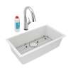 Quartz Classic 33" X 18-7/16" X 9-7/16" Single Bowl Undermount Sink Kit With Filtered Faucet White, ELGRU13322WHFLC